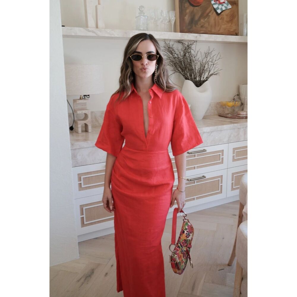 ✨SNEAKY LINK Lefka Midi Red Sz Large Dress✨ - Picture 7 of 16